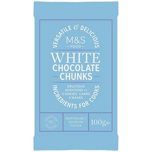 M&S White Chocolate Chunks 100g, British Import (Pack of 2)