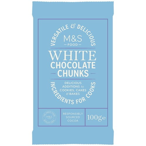 M&S White Chocolate Chunks 100g, British Import (Pack of 2)
