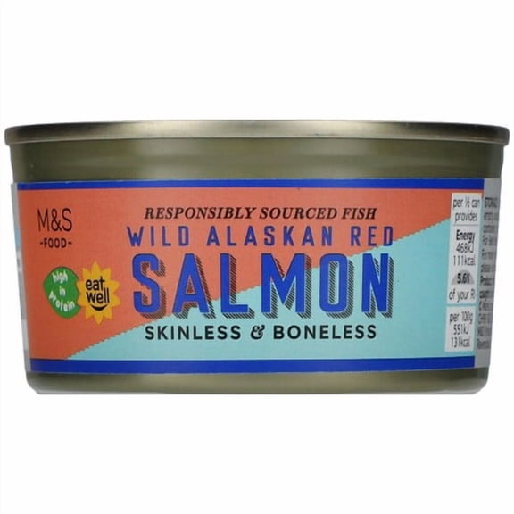 M&S Wild Alaskan Red Salmon Skinless & Boneless 170g, British Import (Pack of 3)