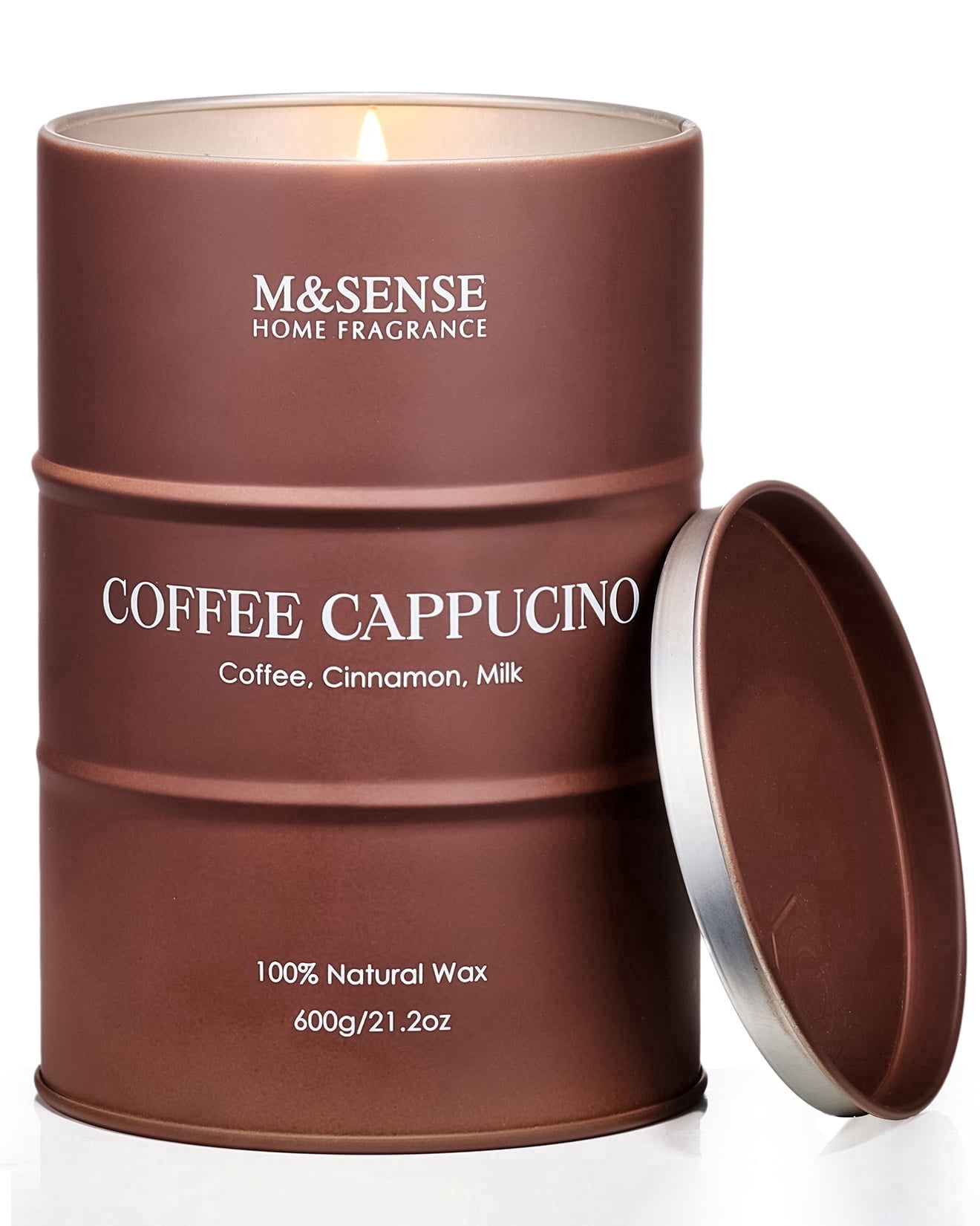 M&SENSE Coffee Cappucina Large Scented Candle, Soy Natural Wax 21.2oz 120hrs