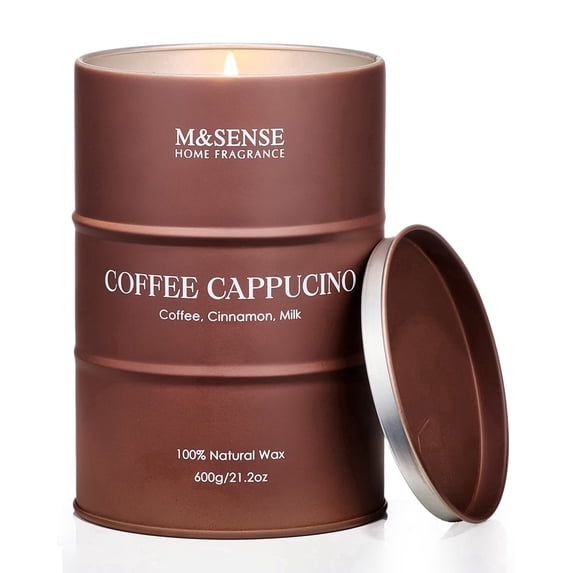 M&SENSE Coffee Cappucina Large Scented Candle, Soy Natural Wax 21.2oz 120hrs