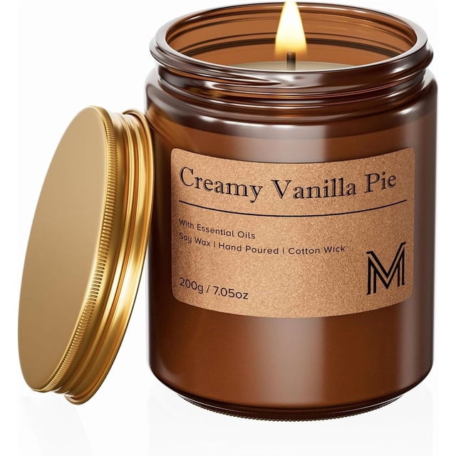 M&SENSE Creamy Vanilla Pie Candles for Home Scented Aromatherapy Candle ...