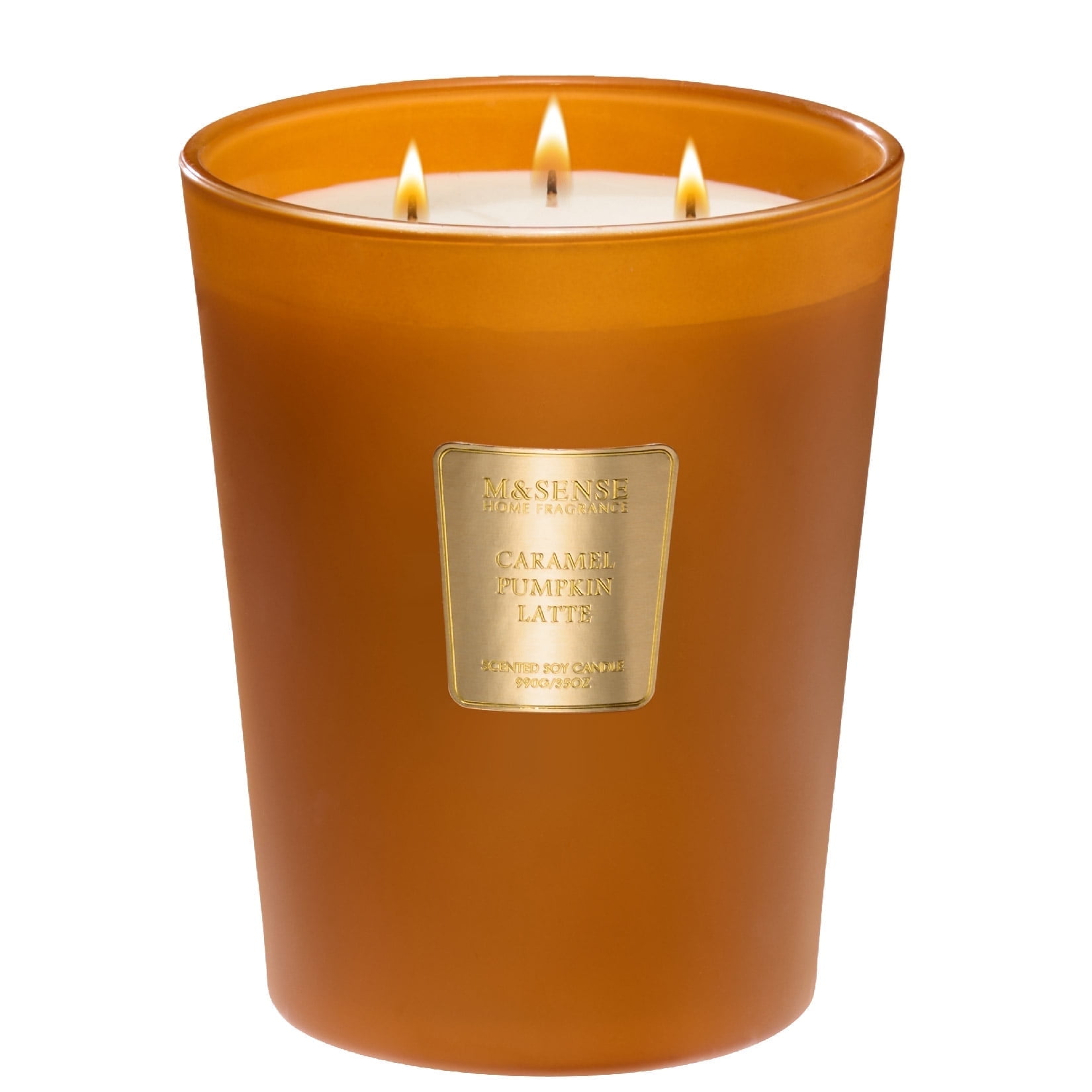 M&SENSE Caramel Pumpkin Latte Scent, 3 Wick Natural Soy Candles, 35 oz ...