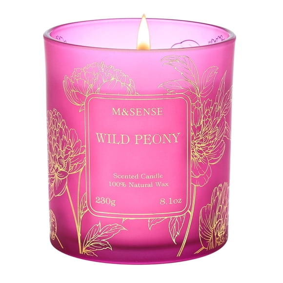 M&SENSE Floral Peony Soy Scented Candles: 7.8oz 42-Hour Long Last Burning Time, Subtle Scented Vegan Soy Candle, No Toxin Bathtub Date Night Romance Home Fragrance for Her