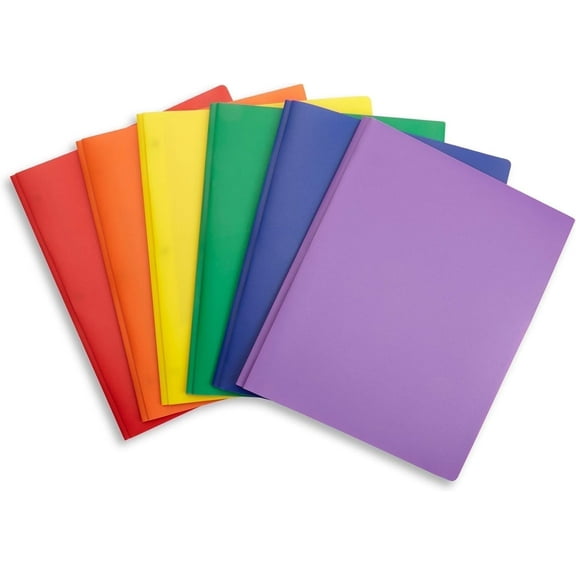 MSOUTGONE 6 Pack Multicolor Plastic Folders with 3 Prongs, Ideal for School, College, Home, and Office