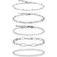 thumbnail image 1 of M·SOutGone Dainty Adjustable Paperclip & Tennis Bracelet Set with Zirconia In Silver Plated, 1 of 7