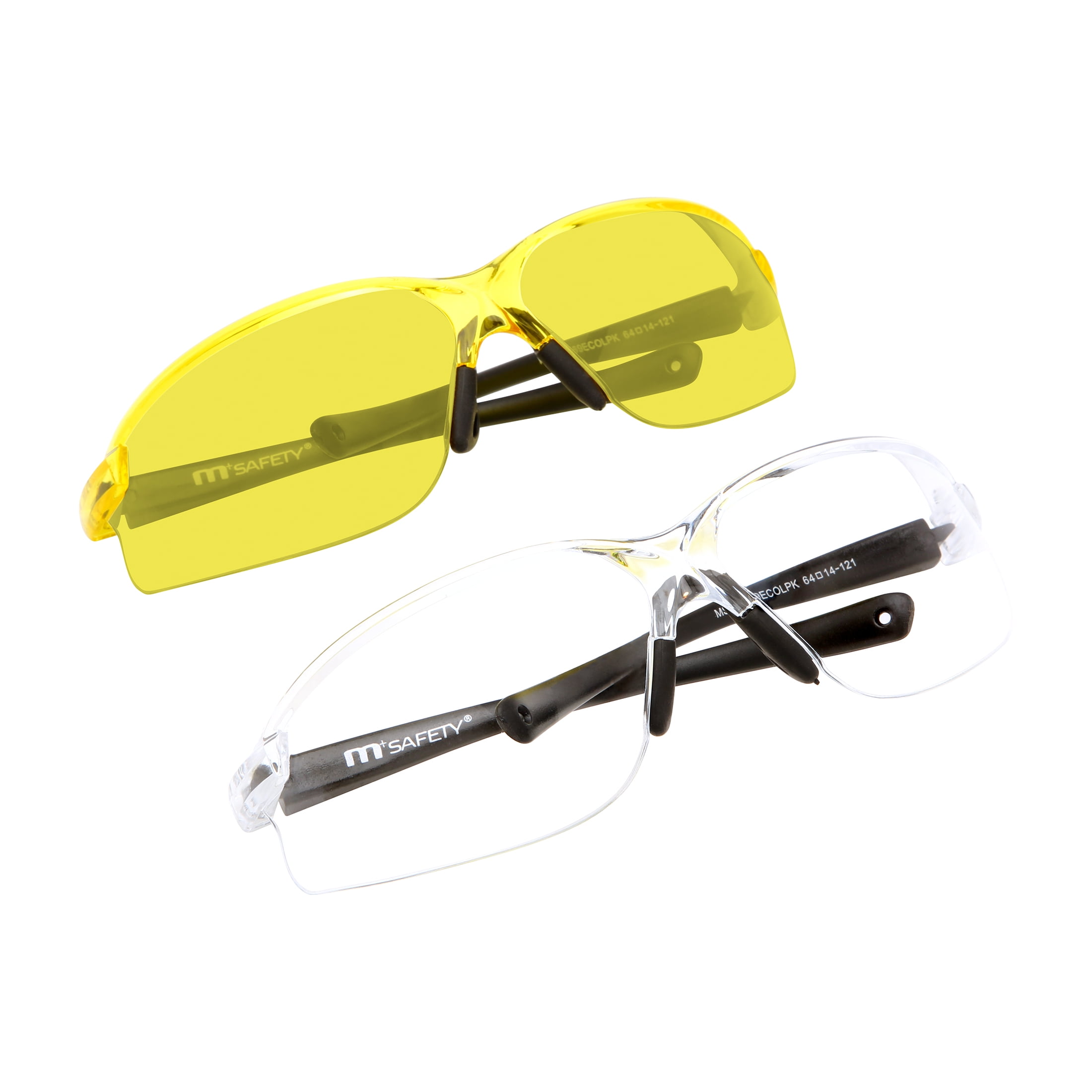 M+ Safety Glasses, Unisex, MS380569ECOLPK 2-Packs Lens yellow/Crystal, 2 units
