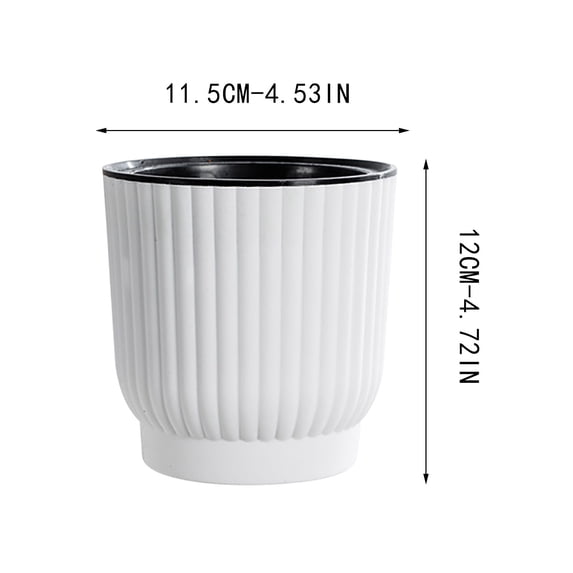 M Self Watering Flower Pot Round Resin Planter With Vertical Rose Pattern 6 Inch Medium Tabletop Container For Succulents Herbs Indoor Plants Automatic Absorption System