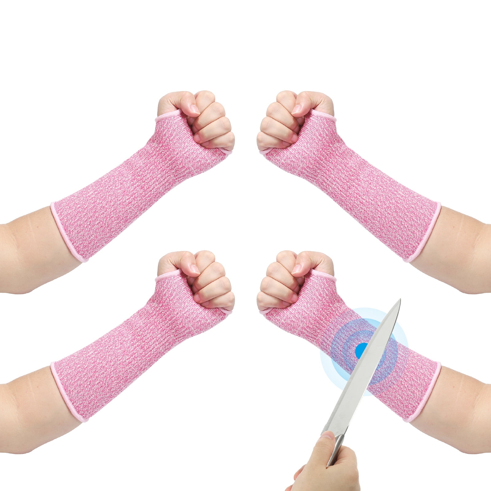 M Size Arm Protectors Sleeve Cut Resistant Sleeve with Thumb Hole Pink ...