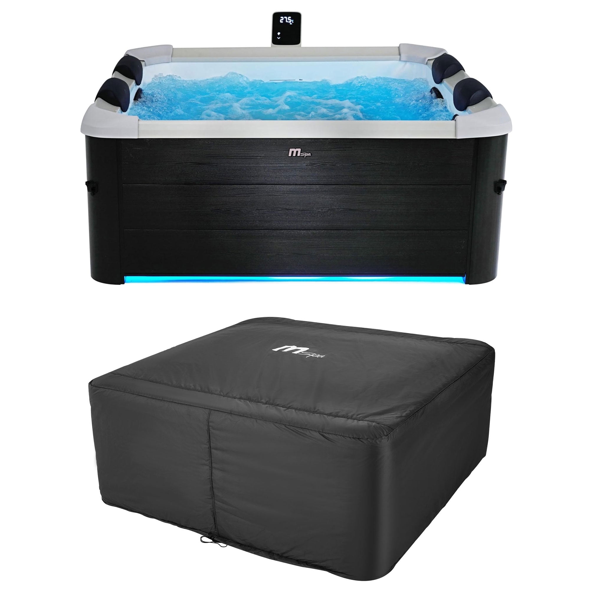 Oslo Square Black and White Hydro Jets Bubble Spa with Thermal Cover