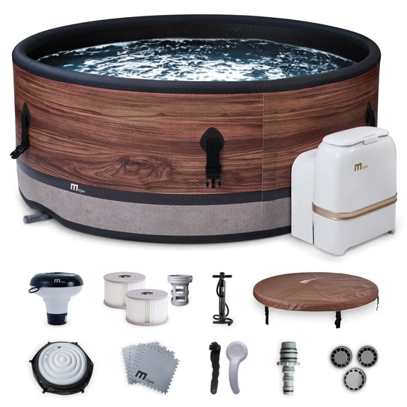 M Spa Round Inflatable Bubble Massage Spa, 4-6 Person Outdoor Hot Tub, Duet