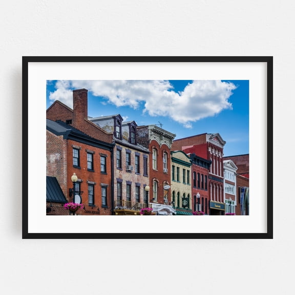 M Street - Washington District of Columbia Photography Vintage Architecture Cityscape Street Photography Black Framed Wall Art Print 5 x 7 inches