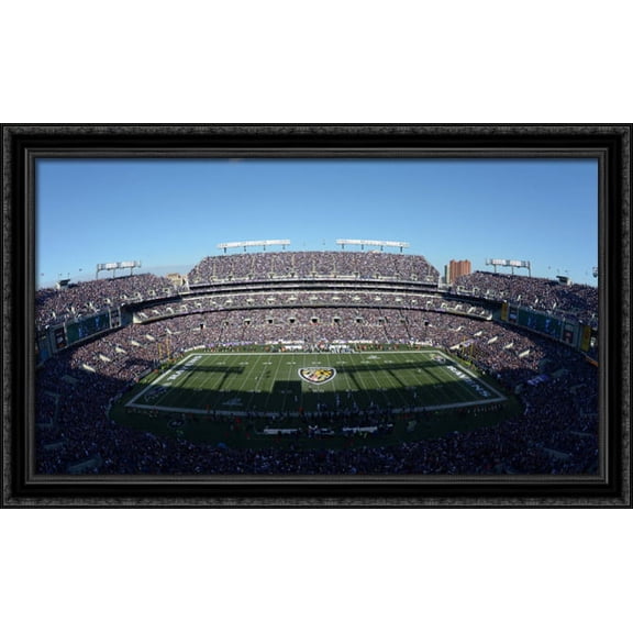 M&T Bank Stadium 40x24 Large Black Ornate Wood Framed Canvas Art - Home of the Baltimore Ravens