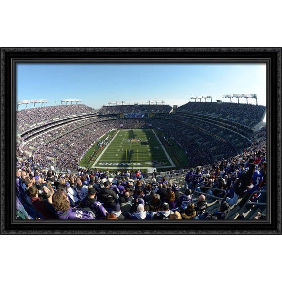 M&T Bank Stadium 40x26 Large Black Ornate Wood Framed Canvas Art - Home of the Baltimore Ravens