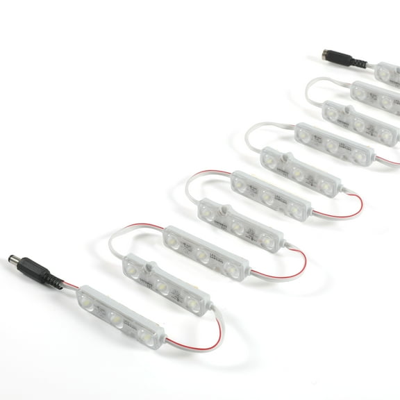 M&T Displays 10 pcs 2835 3 LED Module 12V DC 3000K White 100LM 160 deg Lens Adhesive Tape Male Female Jack IP67 Water Resistant Outdoor Letter Sign Billboard Backlight DIY Home Garden Party Decoration