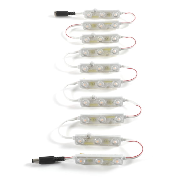 M&T Displays 10 pcs 2835 3 LED Module 12V DC Yellow 160 deg Lens Adhesive Tape Male Female Jack IP67 Water Resistant Outdoor Letter Sign Billboard Backlight DIY Home Garden Party Decoration