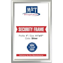 M&T Displays 11x17 Security Snap Poster Frame Silver Aluminum Picture Photo Document Sign Holder