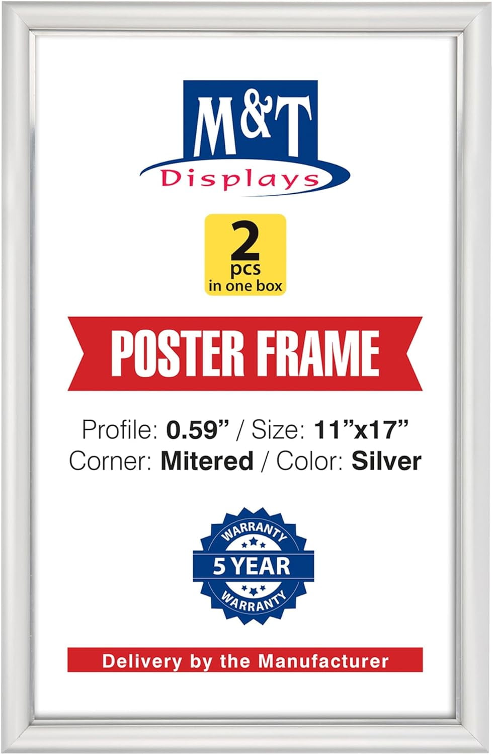 M T Displays 11x17 Snap Poster Frame Silver Aluminum Picture Photo