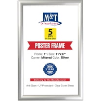 M&T Displays 11x17 Snap Poster Frame Silver Aluminum Picture Photo Document Certificate Sign Holder - 5 Pack
