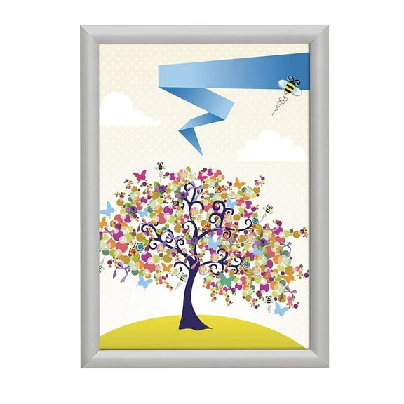 M&T Displays 17x22 Fire Resistant Snap Poster Frame 1 inch Silver Mitered Corner