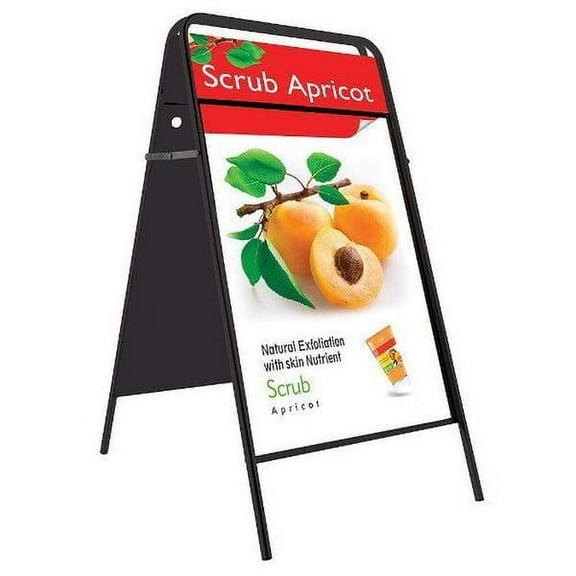 M&T Displays 20x30 A-Frame Sandwich Board Black Double Sided Poster Sign with Header & Magnetic Cover