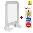 thumbnail image 1 of M&T Displays 23.23x35.43 Inch Clear Foam PET Hygienic Separator with Paper Slot, Practical Sneeze Guard, Protective Window for Employers and Customers, Barrier Against Coughing & Sneezing (3-Pack), 1 of 6