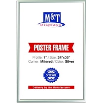 M&T Displays 24x36 Snap Poster Frame Silver Aluminum Photo Picture Document Certificate Sign Holder