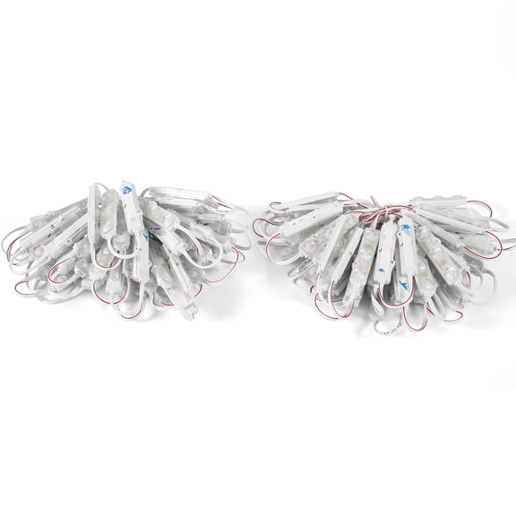 M&T Displays 2x50 pcs 2835 3 LED Module 12V DC Yellow 160 deg Lens Adhesive Tape Male Female Jack IP67 Water Resistant Outdoor Letter Sign Billboard Backlight DIY Home Garden Party Decoration