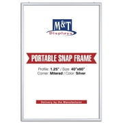 M&T Displays 40x60 Silver, Portable Aluminum Snap Poster Photo Picture Frame, Front Loading
