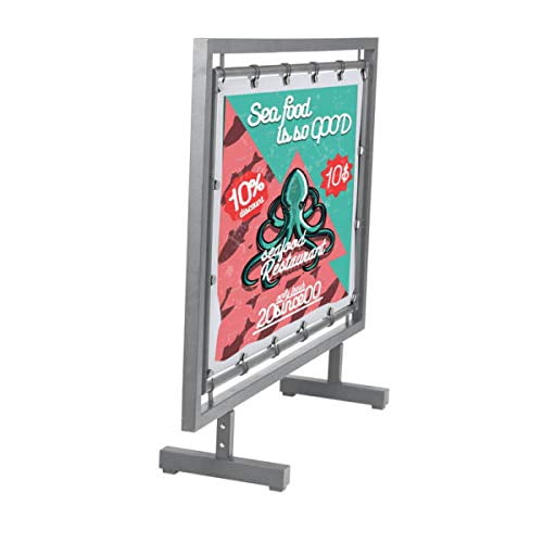 M&T Displays 42 x 24 Street Barrier Sidewalk Sign Q Control Systems Silver