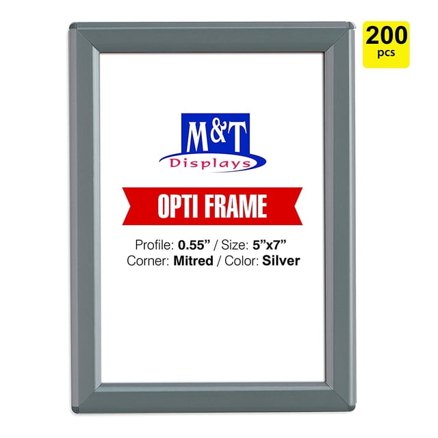 M&T Displays 5x7 Snap Frame, Opti Frame, Aluminum, Wall Mounted Frames ...