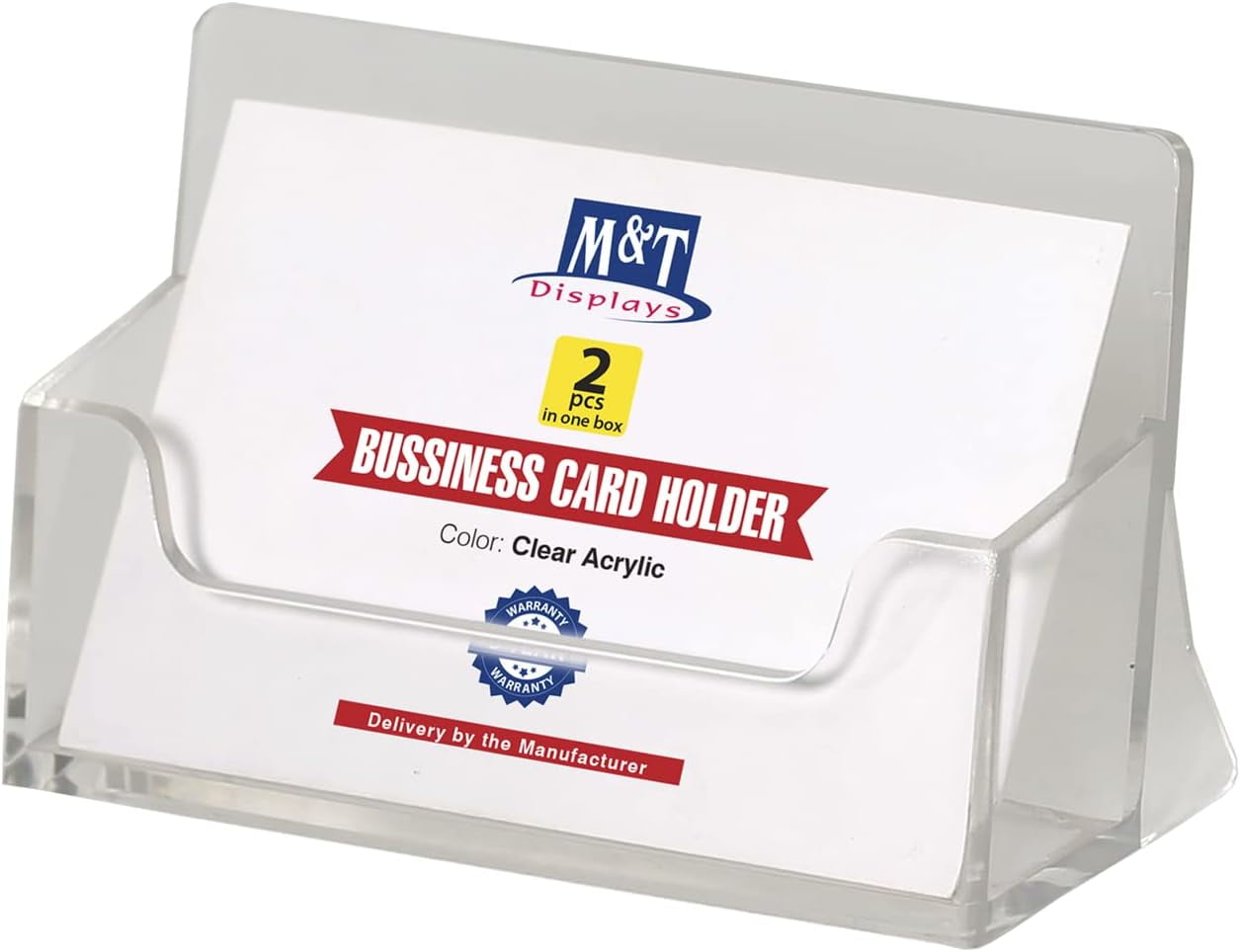 M&T Displays Acrylic Clear Business Name Card Holder Pocket Desktop ...