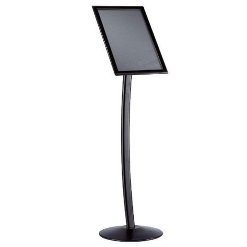 M&T Displays Aluminum Front Loading Curved Menu Board 11x17 inch Black Pedestal Floor Standing Sign Holder