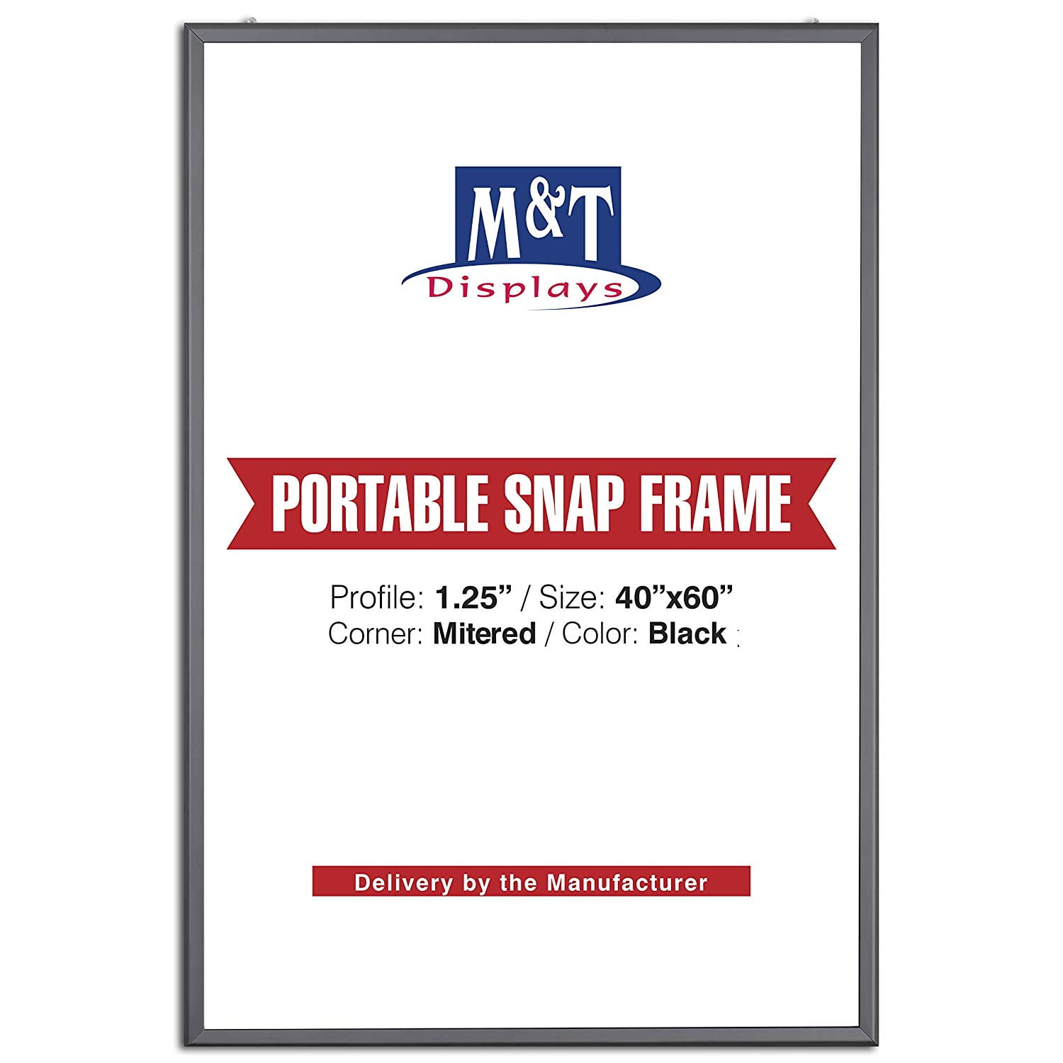 M&T Displays Aluminum  Portable Black Snap Photo Picture Poster Frame 40x60 inch