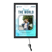 M&T Displays Best Buy LEDbox LED Backlit Poster Frame 11x17 Inch Black 1" Aluminum Profile Front Loading Photo Picture Advertisement Sign Holder Mitered Corner Anti Glare Cover