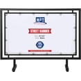thumbnail image 1 of M&T Displays Black Steel Control Barrier 42x24–Floor Standing Advertising Fence with Vinyl Banner Holder, Movable Street Barrier for Restaurant, Cafe, Bar, Trade Shows, Events, Social Distancing, 1 of 9