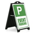 thumbnail image 1 of M&T Displays Black Street SignPro Board, Weatherproof A-Frame Sidewalk Curb Sign with 2 24x36 inch Matt Laminated Anti-Glare EVENT PARKING Sticker Signs, Folding Portable Double Sided, 1 of 8