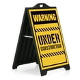 thumbnail image 1 of M&T Displays Black Street SignPro Board, Weatherproof A-Frame Sidewalk Curb Sign with 2 24x36 inch Matt Laminated Anti-Glare WARNING UNDER CONSTRUCTION Sticker Signs, Folding Portable Double Sided, 1 of 8