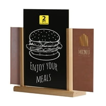 M&T Displays Chalkboard Tabletop Menu Holder 5.5x8.5 Natural Wood Portrait Sign Frame (2 Pack)