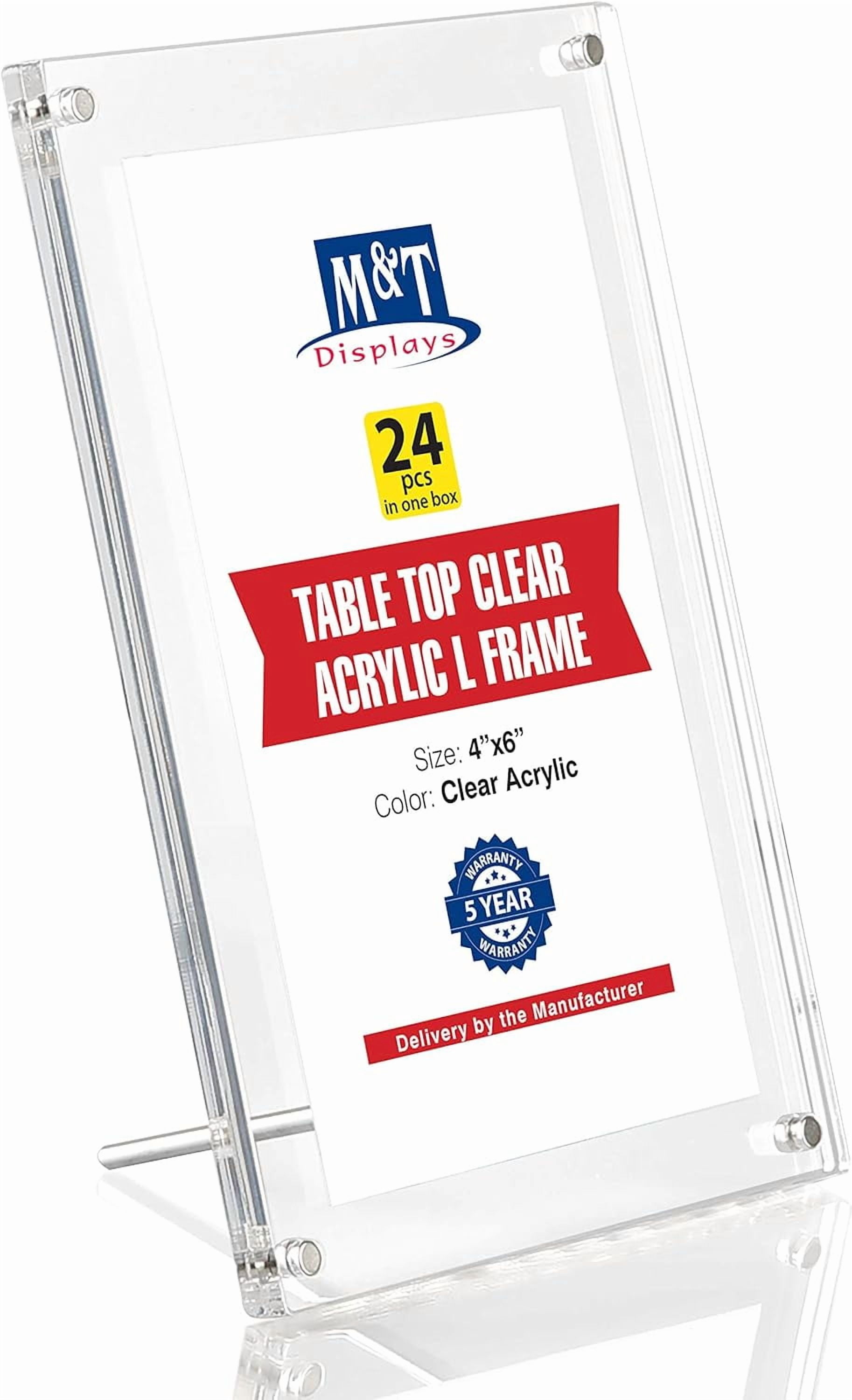 M&T Displays Clear Acrylic L Photo Frame, 4x6 inch Picture Sign Holder ...