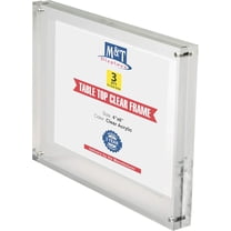 M&T Displays Clear Acrylic Photo Frame 4x6 Picture Sign Holder Desktop Brochure Advertising Stand - 3 Pack