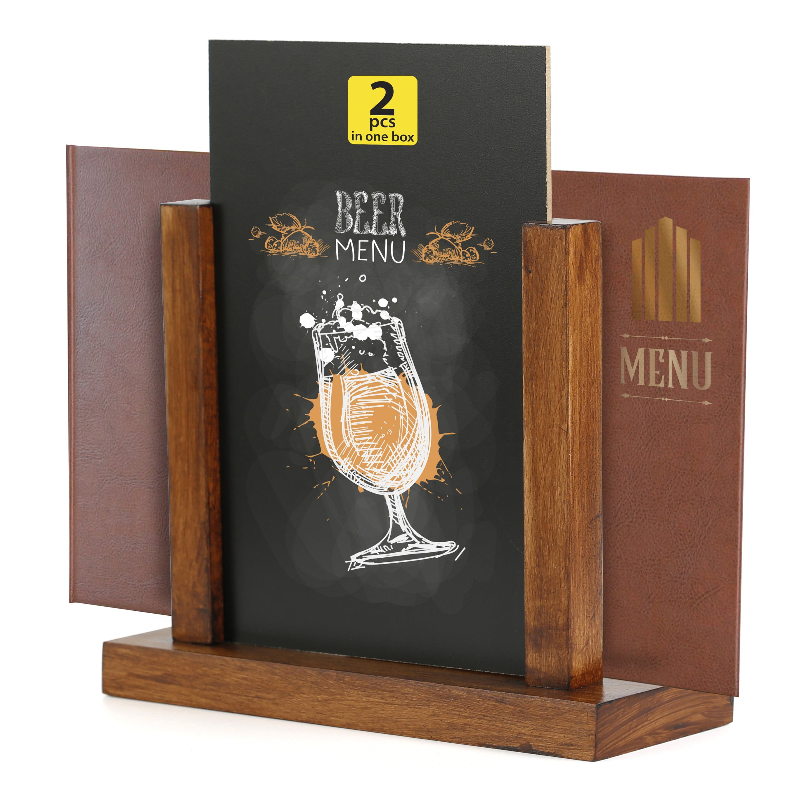 M&T Displays Contemporary Desktop Menu Holder with Chalkboard, Portrait ...