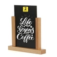 thumbnail image 1 of M&T Displays Contemporary Desktop Menu Holder with Chalkboard, Portrait Table Top Sign Holder, Ad Frame for Restaurant, Store, Office, Wedding, Party, Event (2 Pack) (Natural Wood, 5.5x8.5), 1 of 7