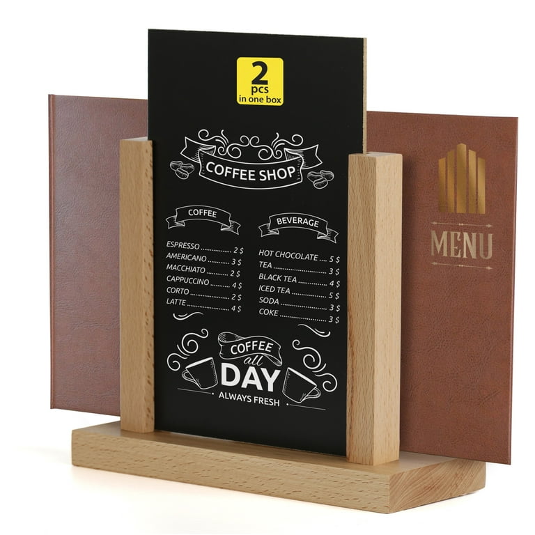 M&amp;T Displays Contemporary Desktop Menu Holder with Chalkboard 
