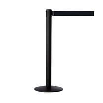 M&T Displays Crowd Control Stanchion Barriers Queue Post 37 inch High Safety Barrier Stands Line Dividers Retractable Black Belt 9.85'/118" Heavy Base Floor Standing Steel Indoor Outdoor (4-Pack)