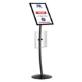 thumbnail image 1 of M&T Displays Curved Menu Board, 11x17 Inch Pedestal Sign Holder with 8.5x11 Inch Brochure Holder Black Floor Standing Aluminum Front Loading Easy Open Poster Message Advertisement Post, 1 of 7
