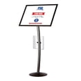thumbnail image 1 of M&T Displays Curved Menu Board, 18x22 Inch Pedestal Sign Holder with 8.5x11 Inch Brochure Holder Black Floor Standing Aluminum Front Loading Easy Open Poster Message Advertisement Post, 1 of 7