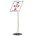 thumbnail image 1 of M&T Displays Curved Menu Board, 18x24 inch Silver Pedestal Sign Holder Floor Standing Aluminum Front Loading Easy Open Poster Message Advertisement Holder for Restaurant Cafe Hotel (5-Pack), 1 of 6