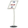 thumbnail image 1 of M&T Displays Curved Menu Board, 18x24 inch Silver Pedestal Sign Holder Floor Standing Aluminum Front Loading Easy Open Poster Message Advertisement Holder for Restaurant Cafe Hotel (2-Pack), 1 of 7