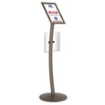 thumbnail image 1 of M&T Displays Curved Menu Board, 8.5x11 Inch Pedestal Sign Holder with 8.5x11 Inch Brochure Holder Earth Color Floor Standing Aluminum Front Loading Easy Open Poster Message Advertisement Post, 1 of 7